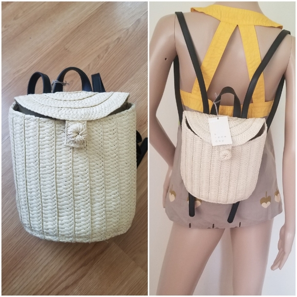 A new day straw basket backpack, natural - Picture 2 of 7
